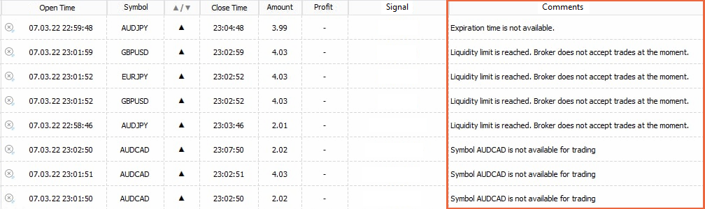 Platform Common Errors - MT2Trading